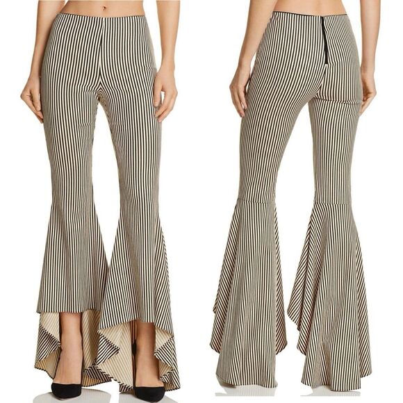 Alice + Olivia Jinny Striped High-Low Flared Pants Bell Bottom High Rise Size 0 - Picture 1 of 11